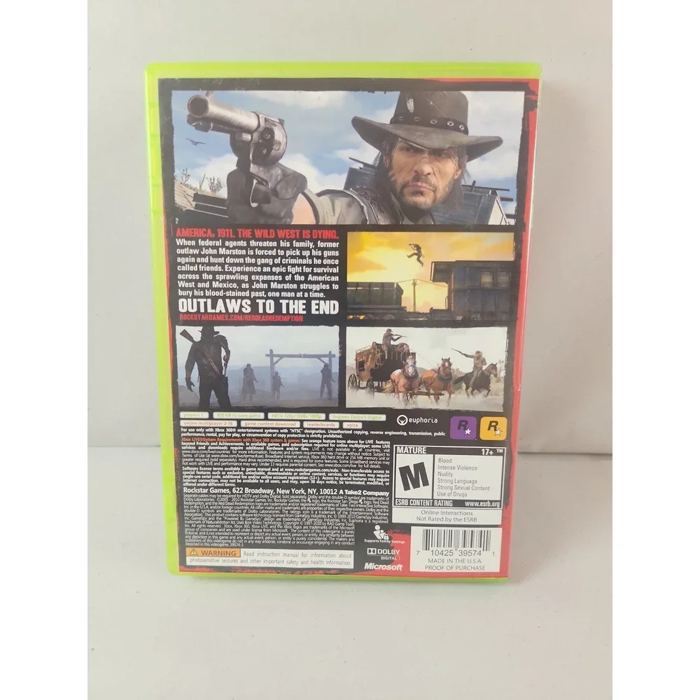 Red Dead Redemption (Microsoft Xbox 360) Complete CIB W/ Map Tested Very Good‎